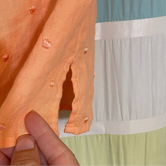 Richard Malcom Irish Linen Button Down Blouse Peach Sz Small - Picture 4 of 9